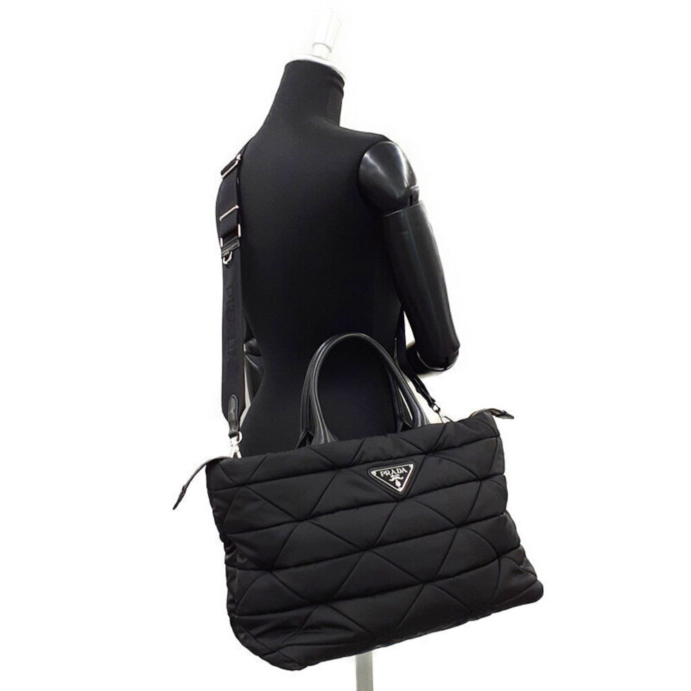 Prada logo Tote bag quilted Padded Bag black ReNylon triangle - Picture 9 of 9
